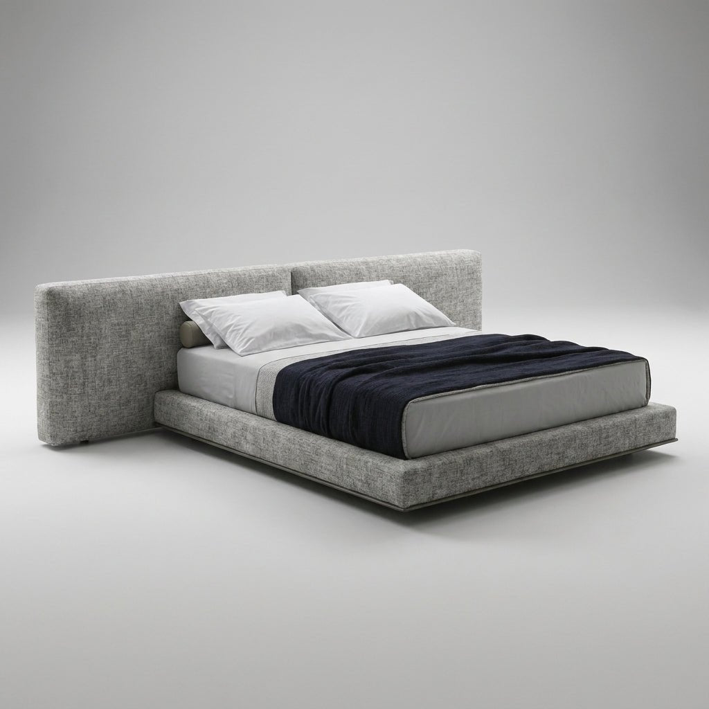 Lit King Martin Rembourré | Bois massif | Lin premium | Style contemporain luxueux