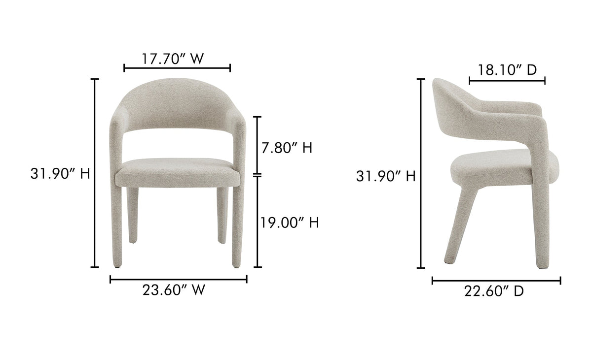 Chaise de salle à manger Miles | Dossier enveloppant | 5 options de revêtement