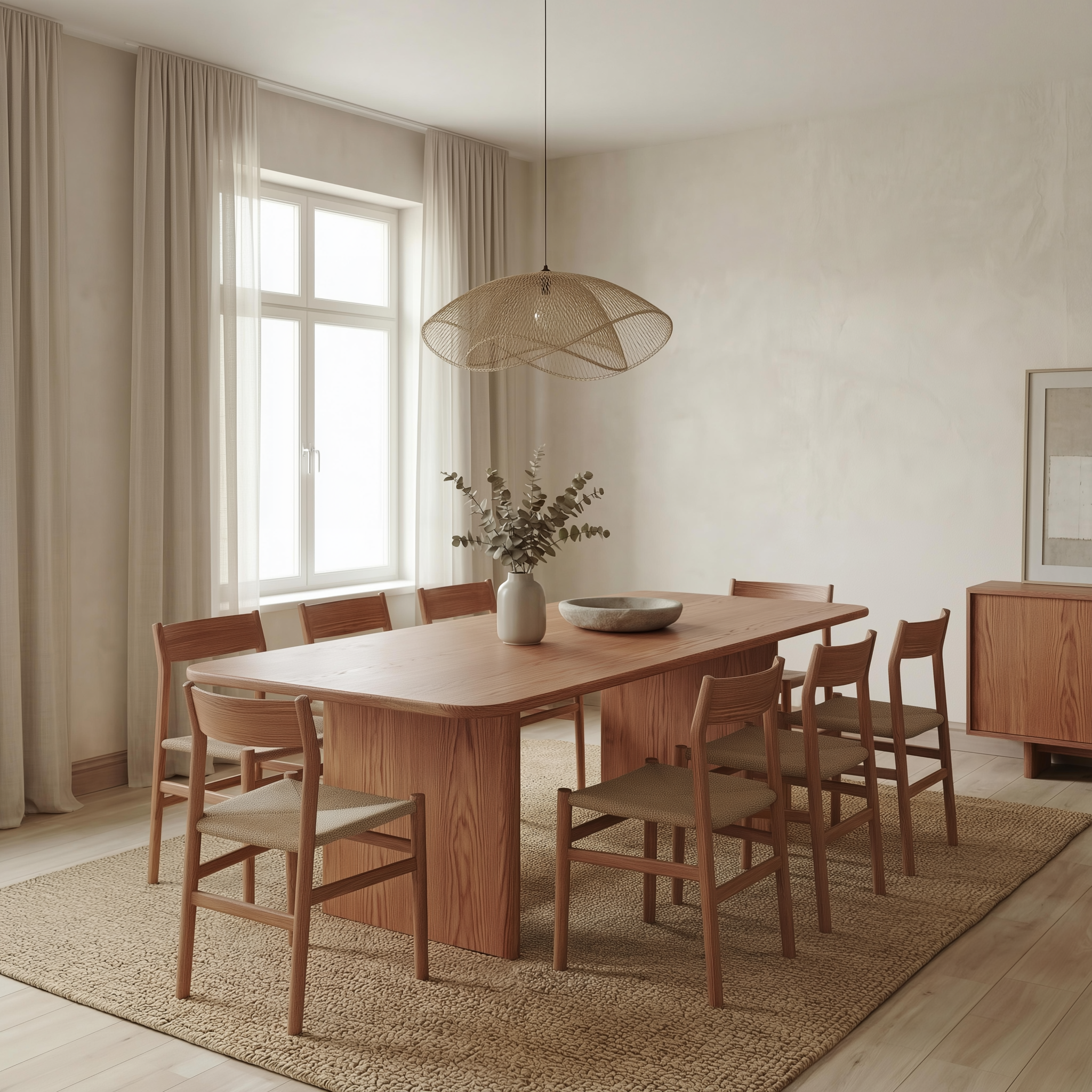 Table à manger 8 places en chêne rouge | Fait à la main par Omba