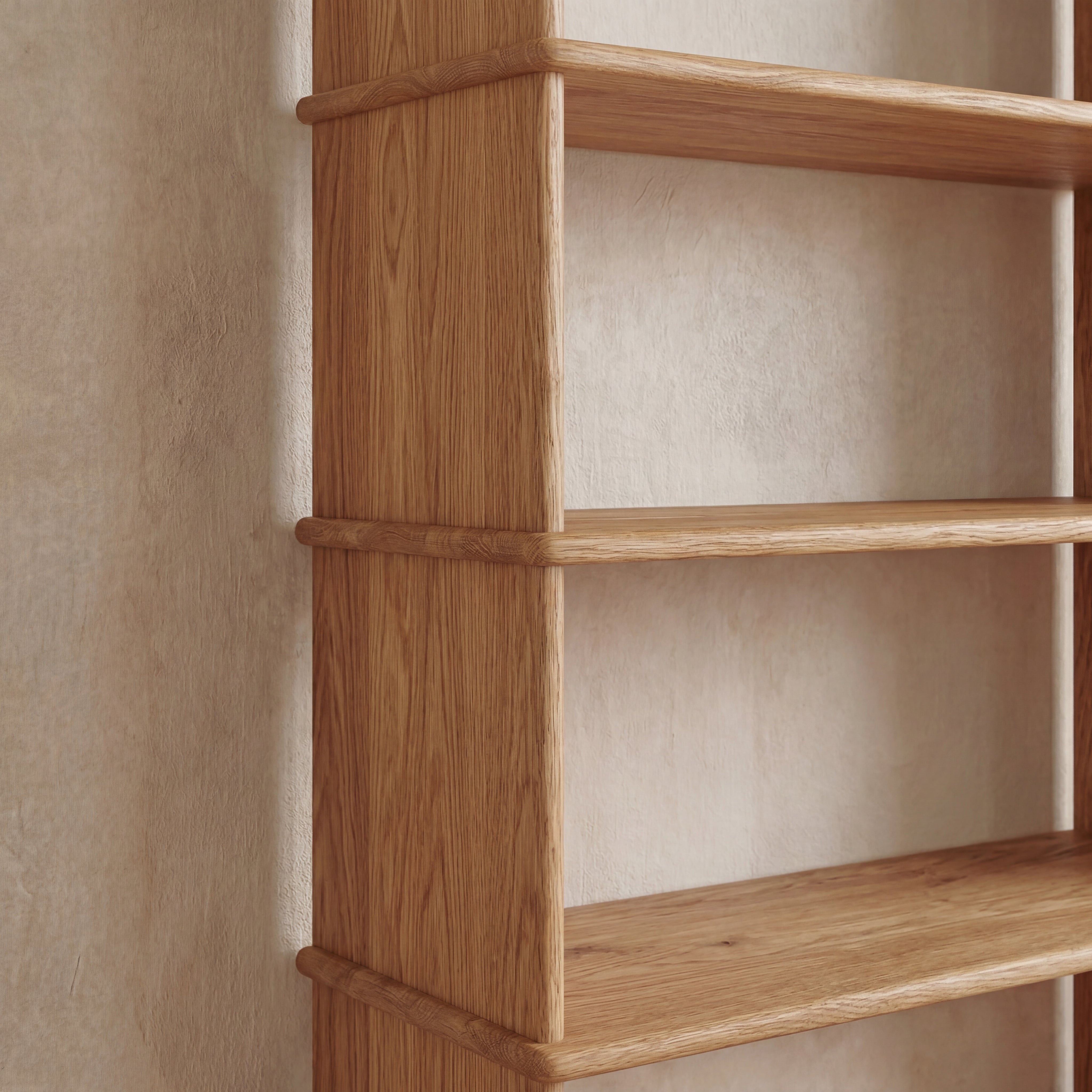 Bibliothèque 5 étagères en Chêne Massif | Fait à la main | Finition Chêne Blanc