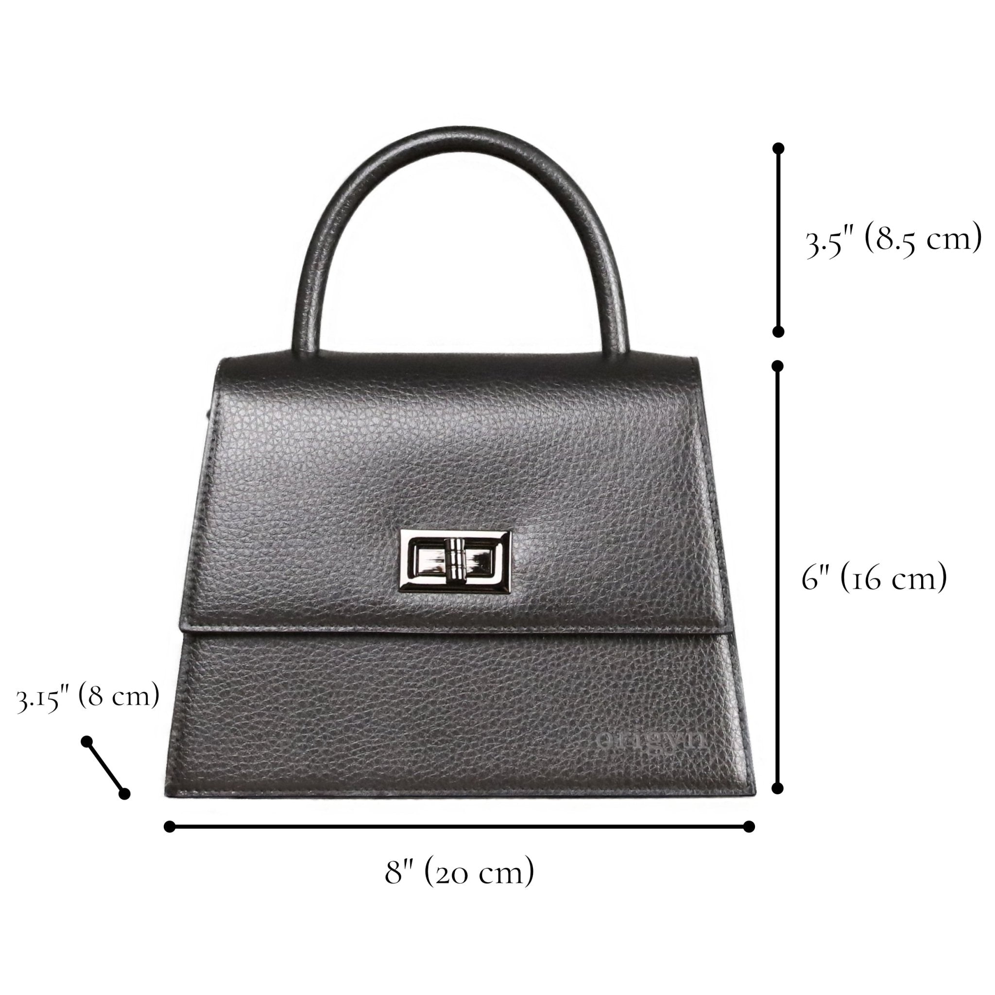 Origyn 03 | Sac Kelly en Cuir Végétal Vegan | Fabriqué avec MIRUM® sans plastique - Les Trouvailles de JustineHandbagOrigynNoir