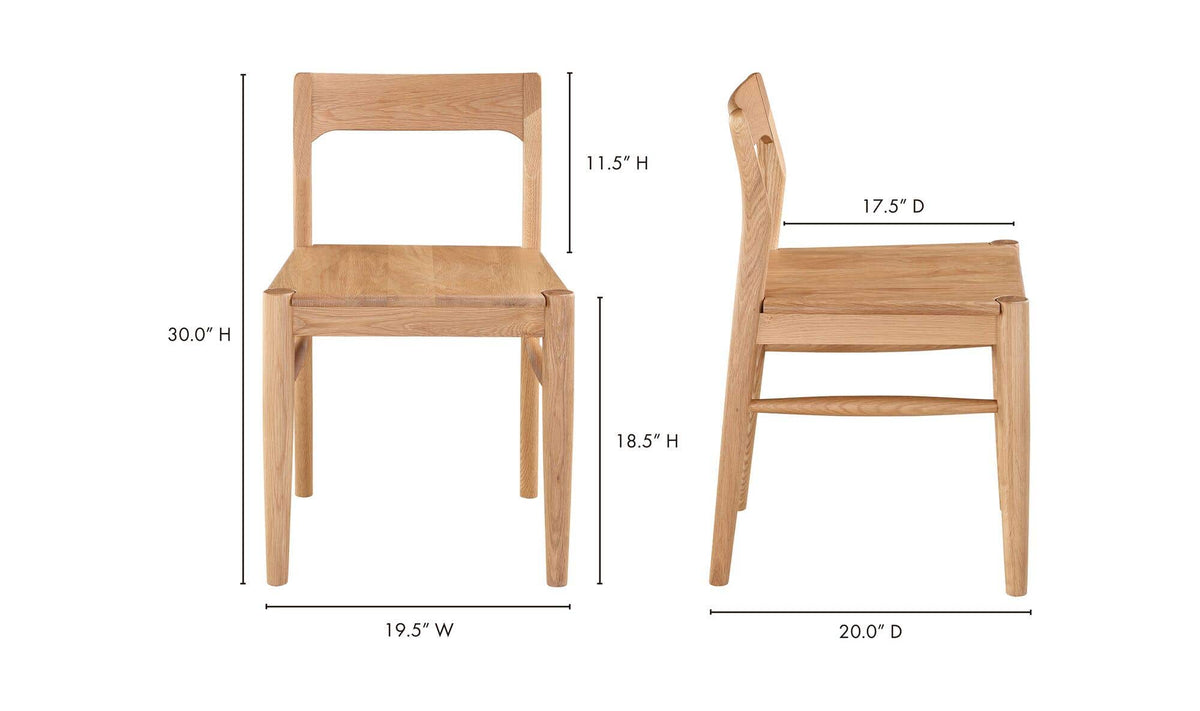 Set of 2 Otis chairs in natural solid oak
