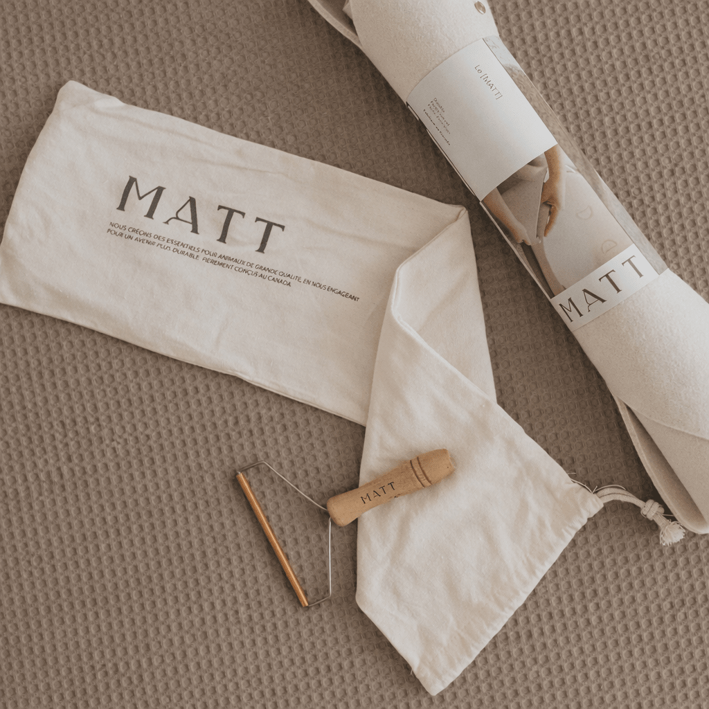 Panier en feutre de laine et accessoires, emballage avec étiquette MATT.