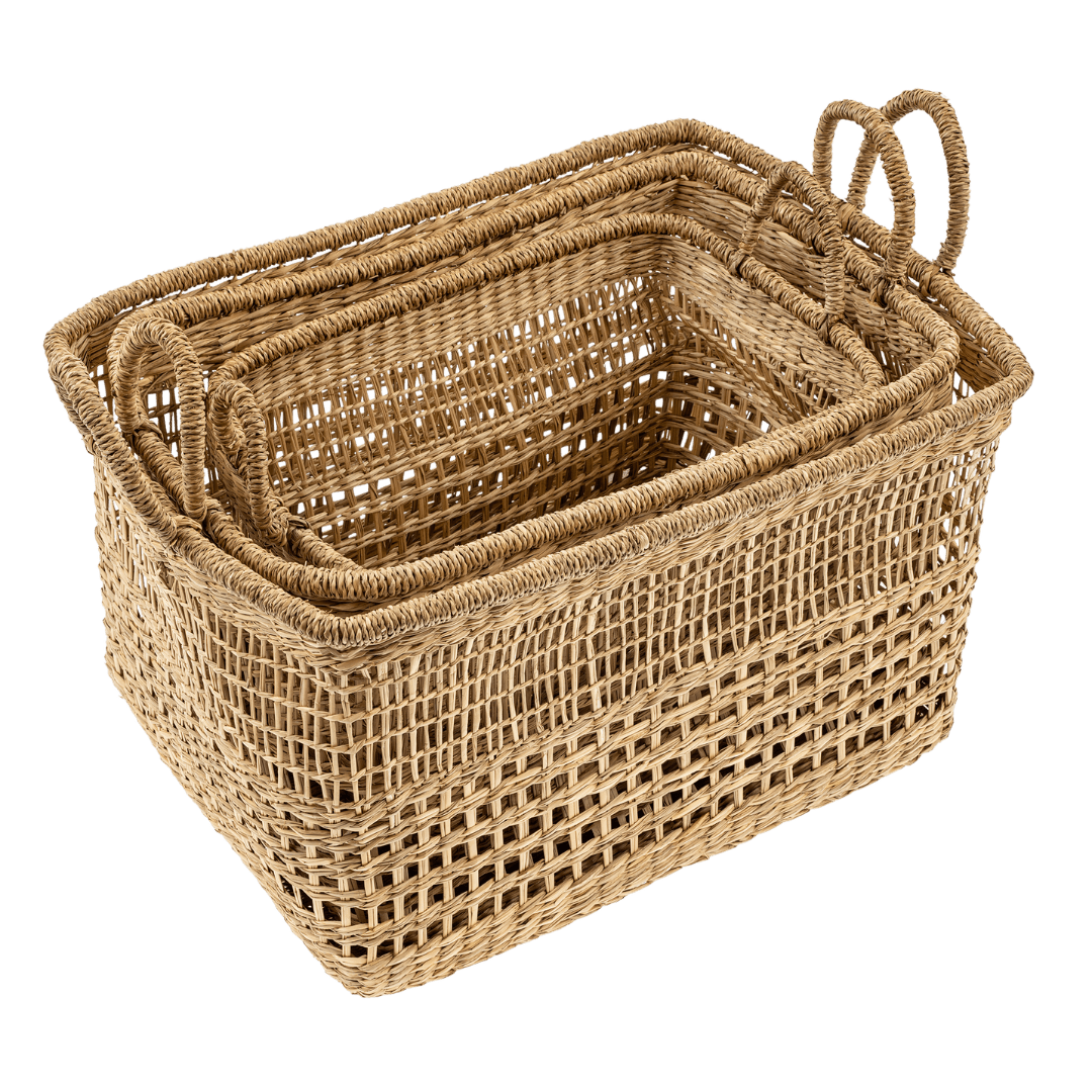 Paniers Cayman | Ensemble de 3 | En jonc de mer tressé à la main - Les Trouvailles de JustineIndaba Home