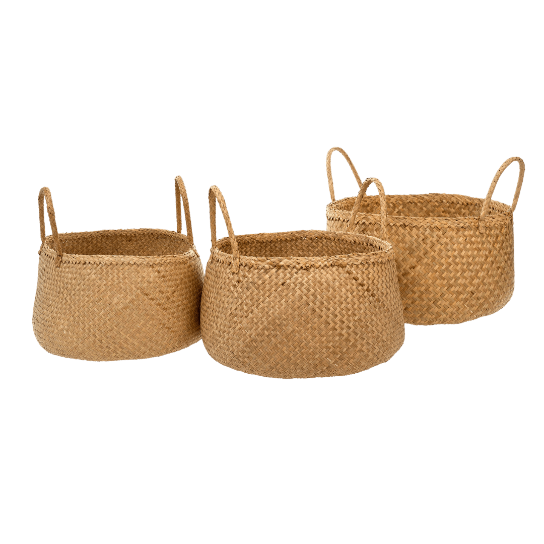 Paniers en Jonc de Mer Sable | Ensemble de 3 - Les Trouvailles de JustineIndaba Home