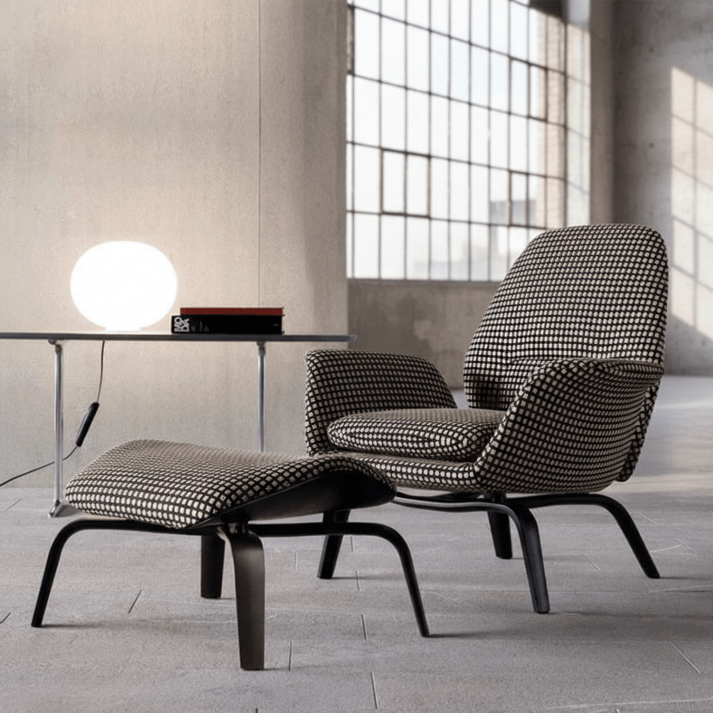 Fauteuil pivotant PM07 avec repose-pieds | Fauteuil de détente premium