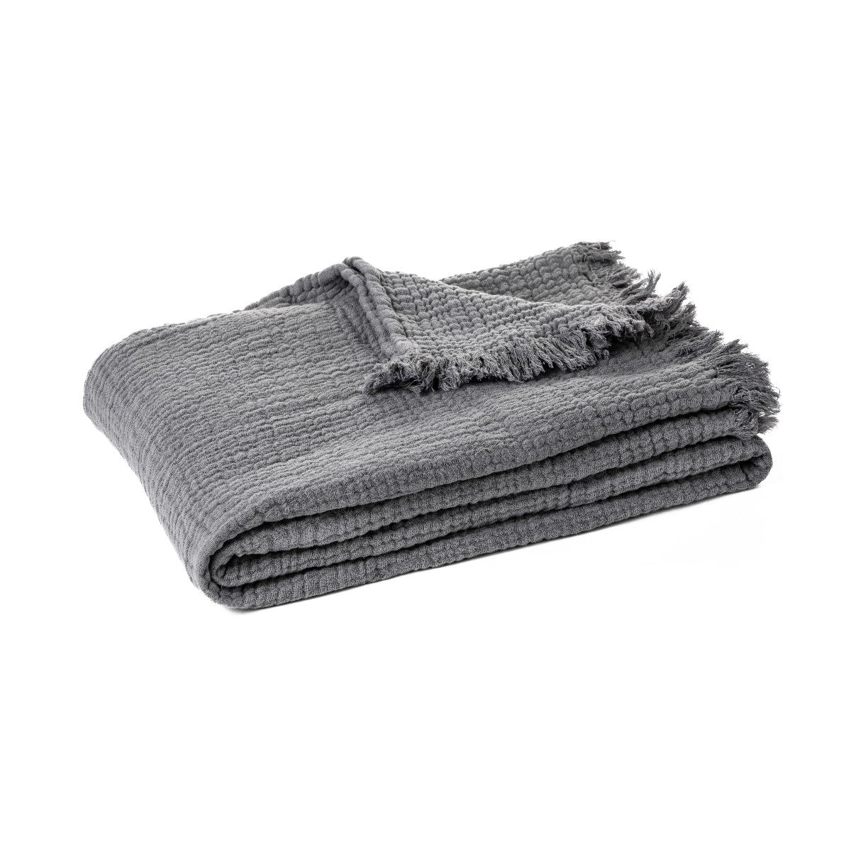 Jeté Popeye | Mousseline de coton gris charbon | 4 plis