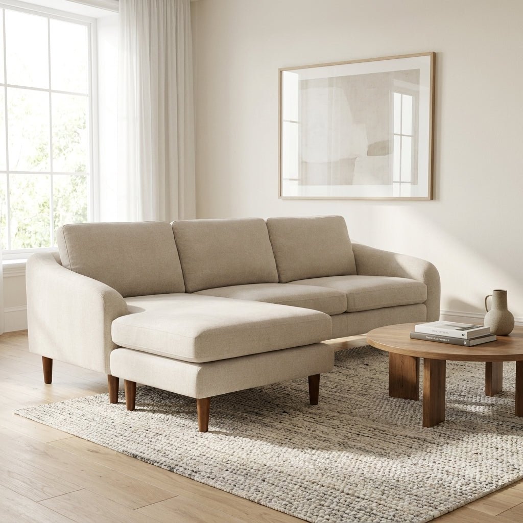Canapé sectionnel Qarchak | Chaise longue réversible | Tissu recyclé