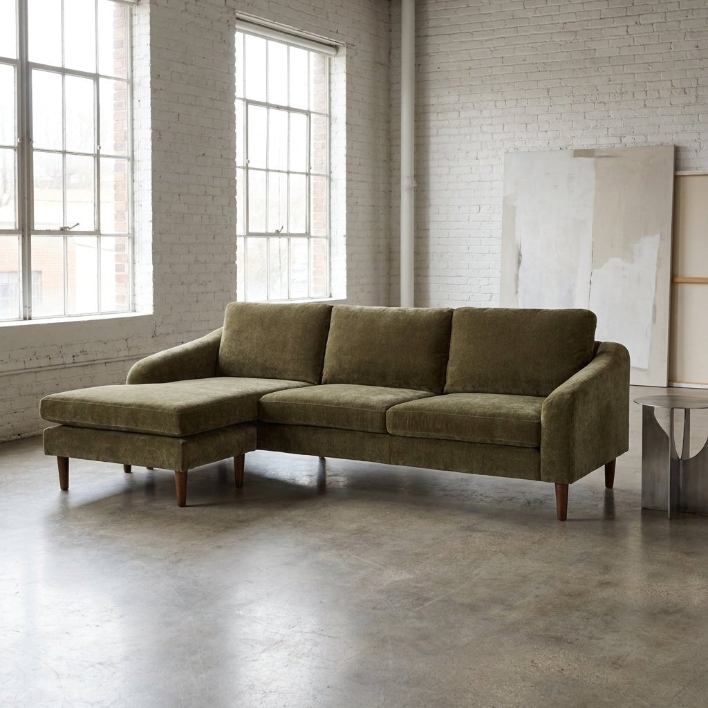 Canapé sectionnel Qarchak | Chaise longue réversible | Tissu recyclé