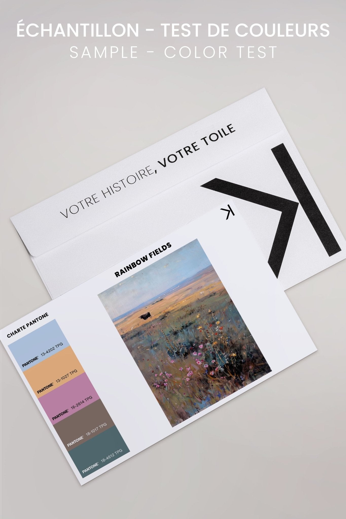RAINBOW FIELD, Oeuvre sur toile étirée - Les Trouvailles de JustinecanvasOleka CanvasÉchantillon - Test de couleursSans Cadre - Monté Galerie