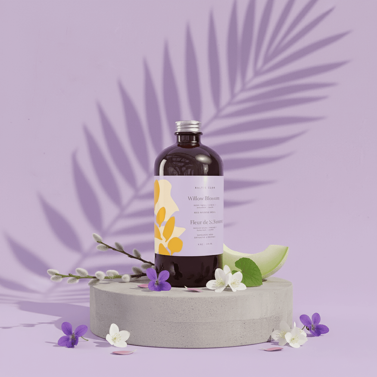 Recharge de diffuseur à roseaux : flacon brun avec étiquette florale