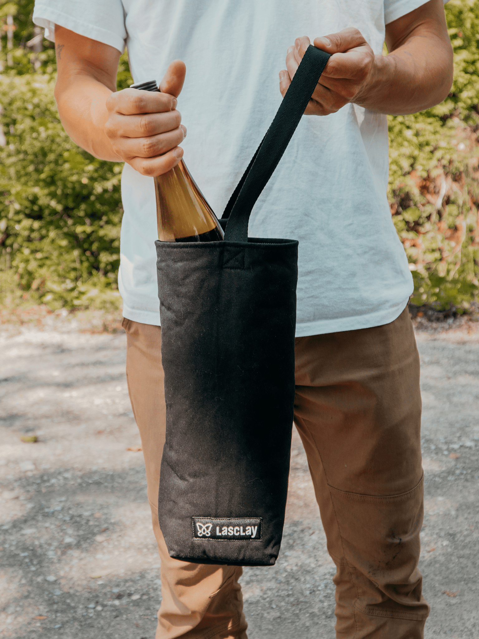 Sac à bouteille de vin isolé à l'asclépiade | Sac isotherme à vin | Lasclay - Les Trouvailles de JustineLasclayNoir