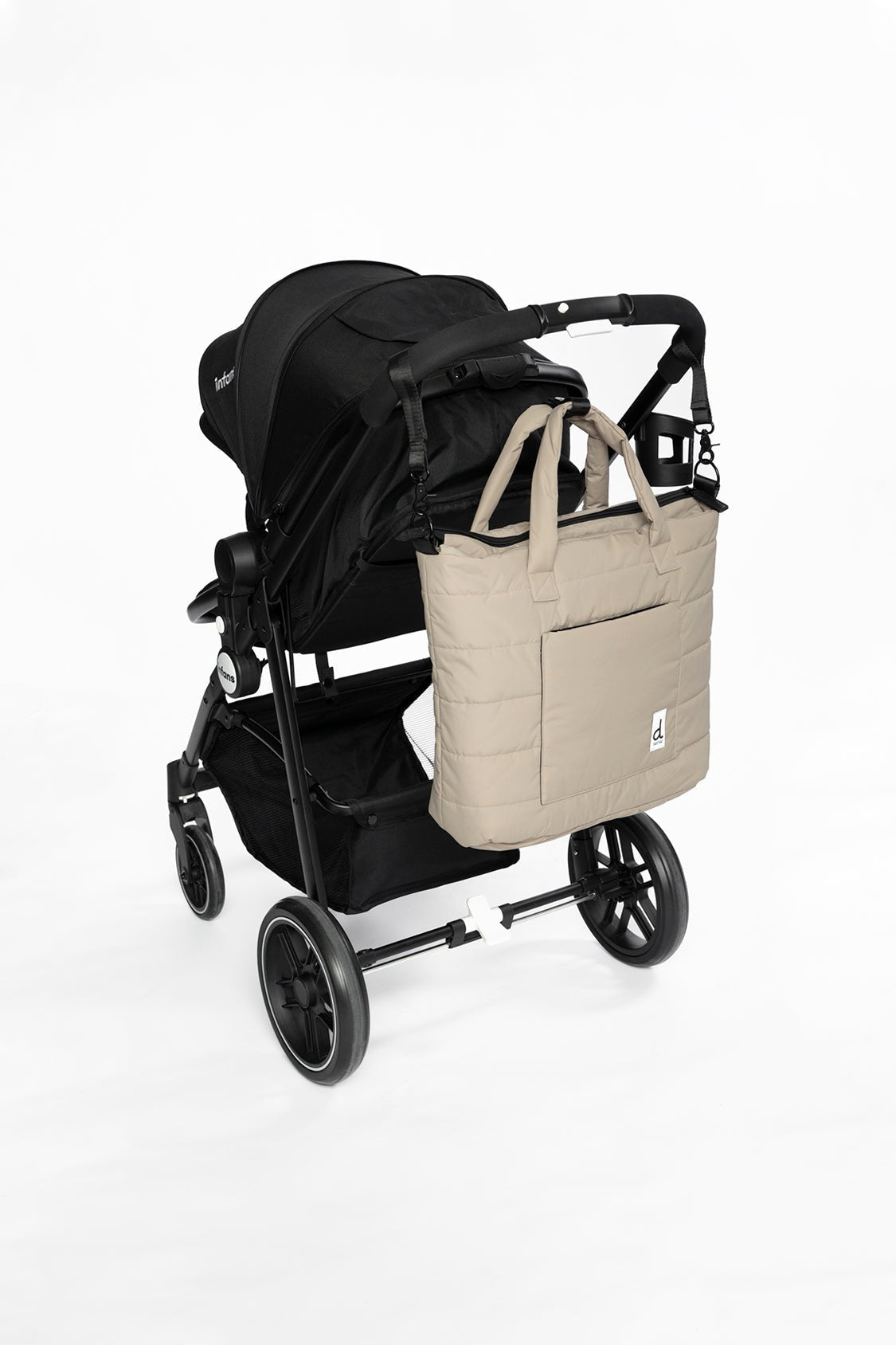 Sac à couches imperméable taupe Deux par Deux avec matelas à langer inclus