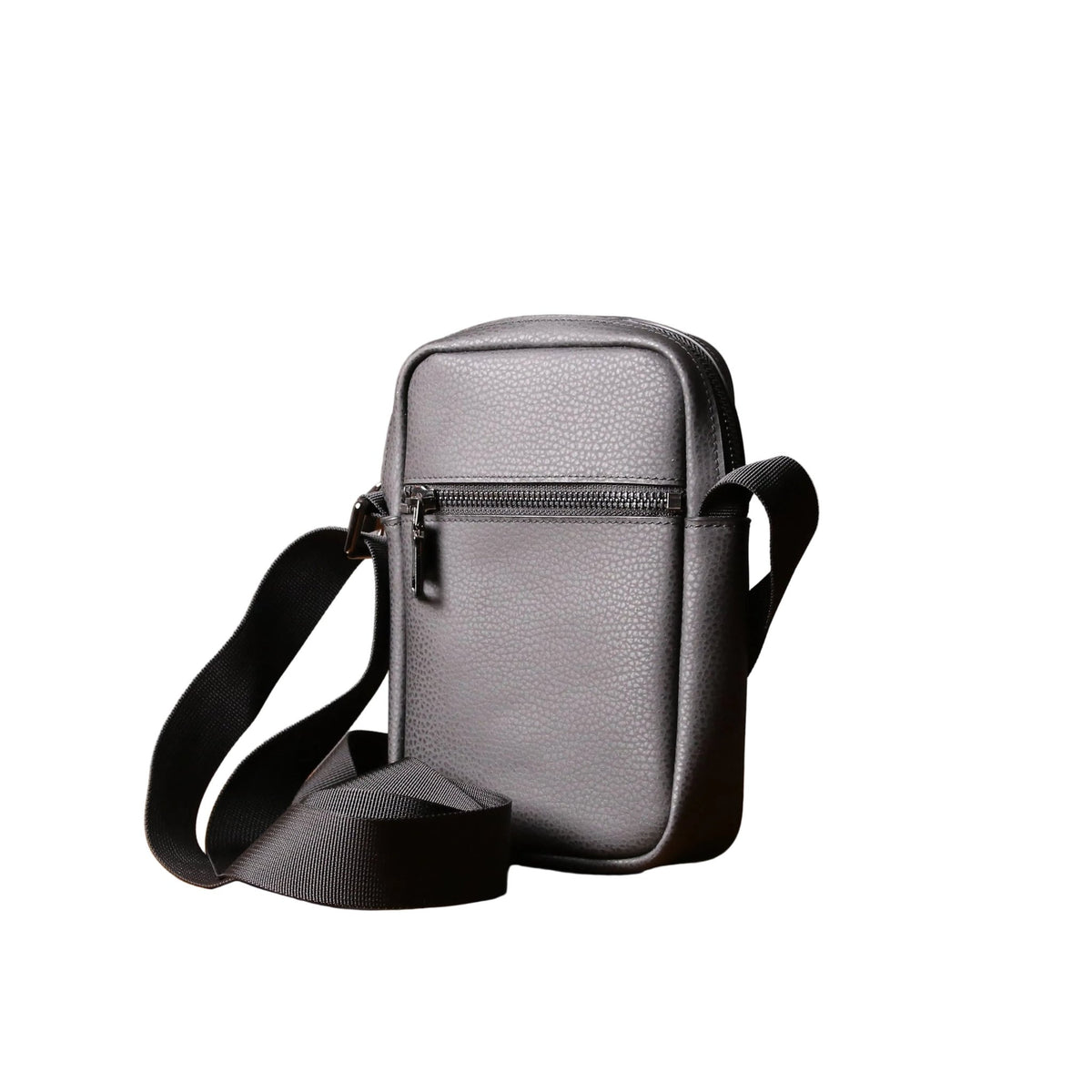 Sac bandoulière noir en cuir végétal MIRUME®, poche zippée et sangle réglable