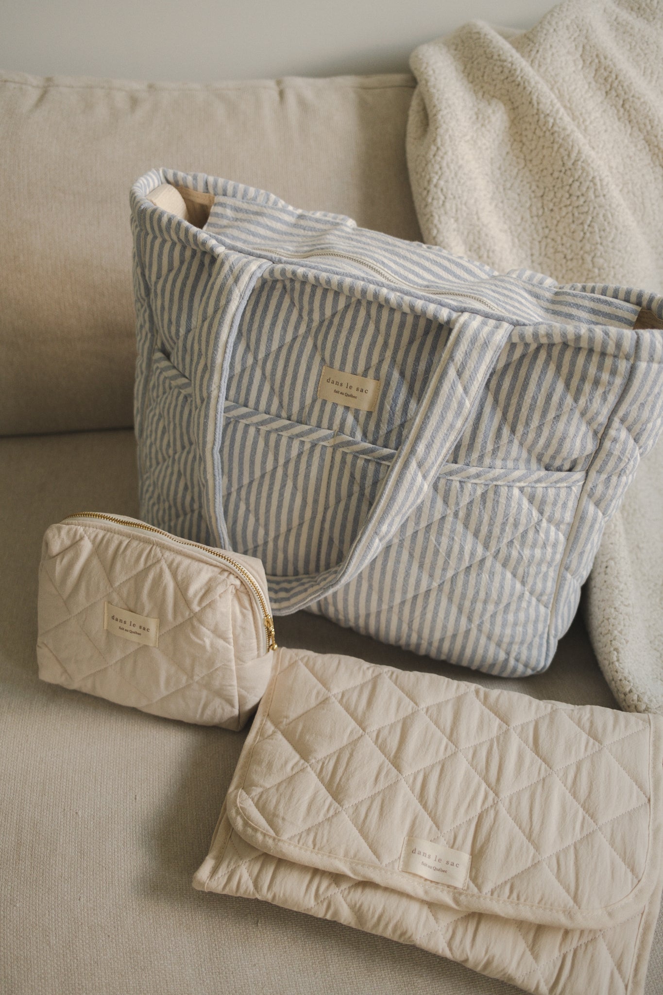 Sac à couches en coton biologique - Collection rayée