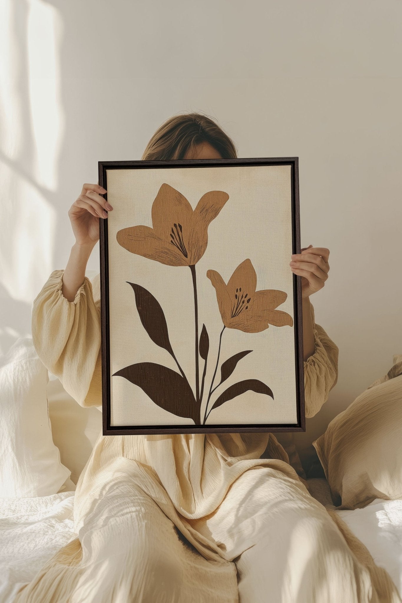 SEPIA FLOWERS, Oeuvre sur toile étirée - Les Trouvailles de JustinecanvasOleka Canvas12x16Espresso