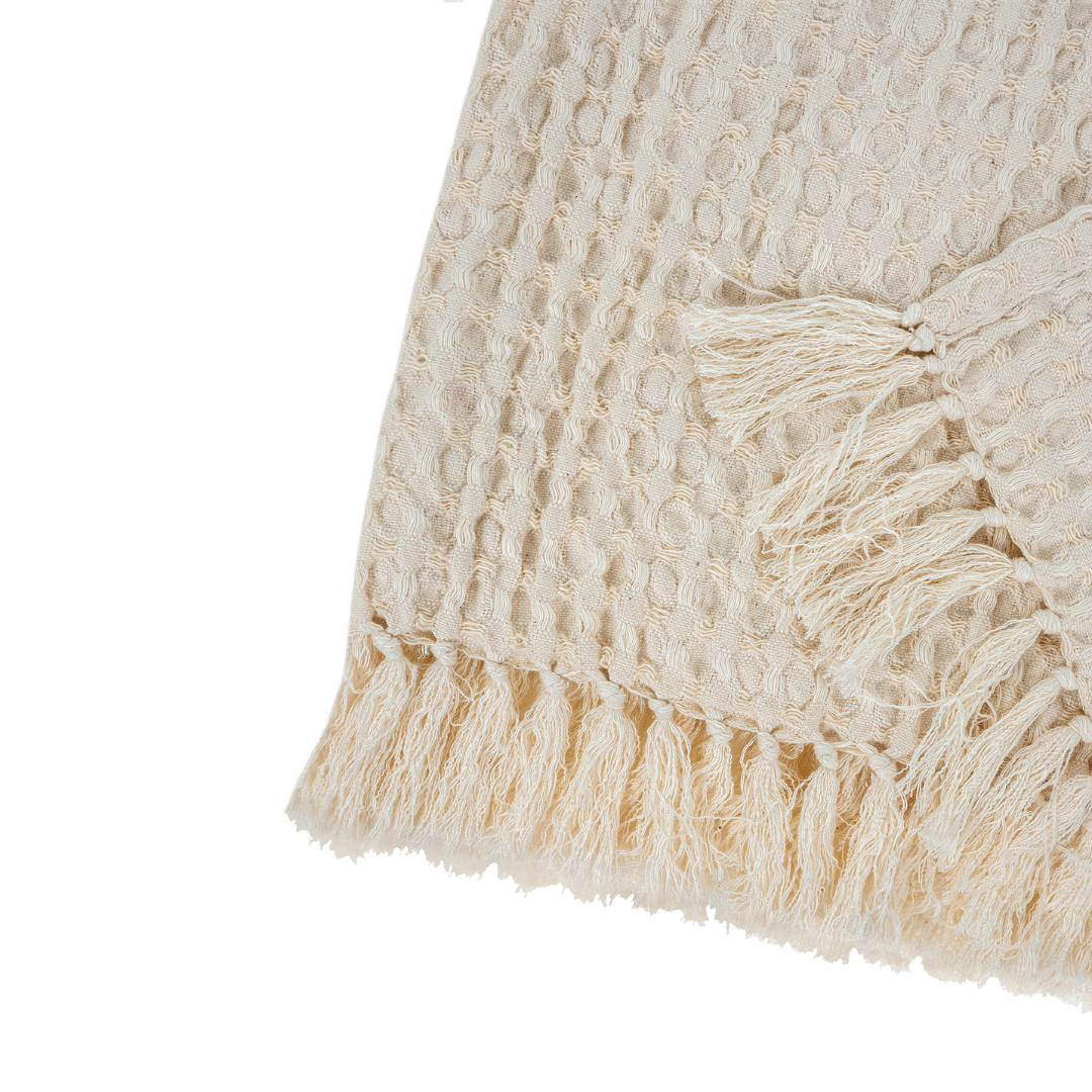Serviette de Bain Gaufrée Naturelle | Coton Absorbant de Qualité - Les Trouvailles de JustineIndaba Home