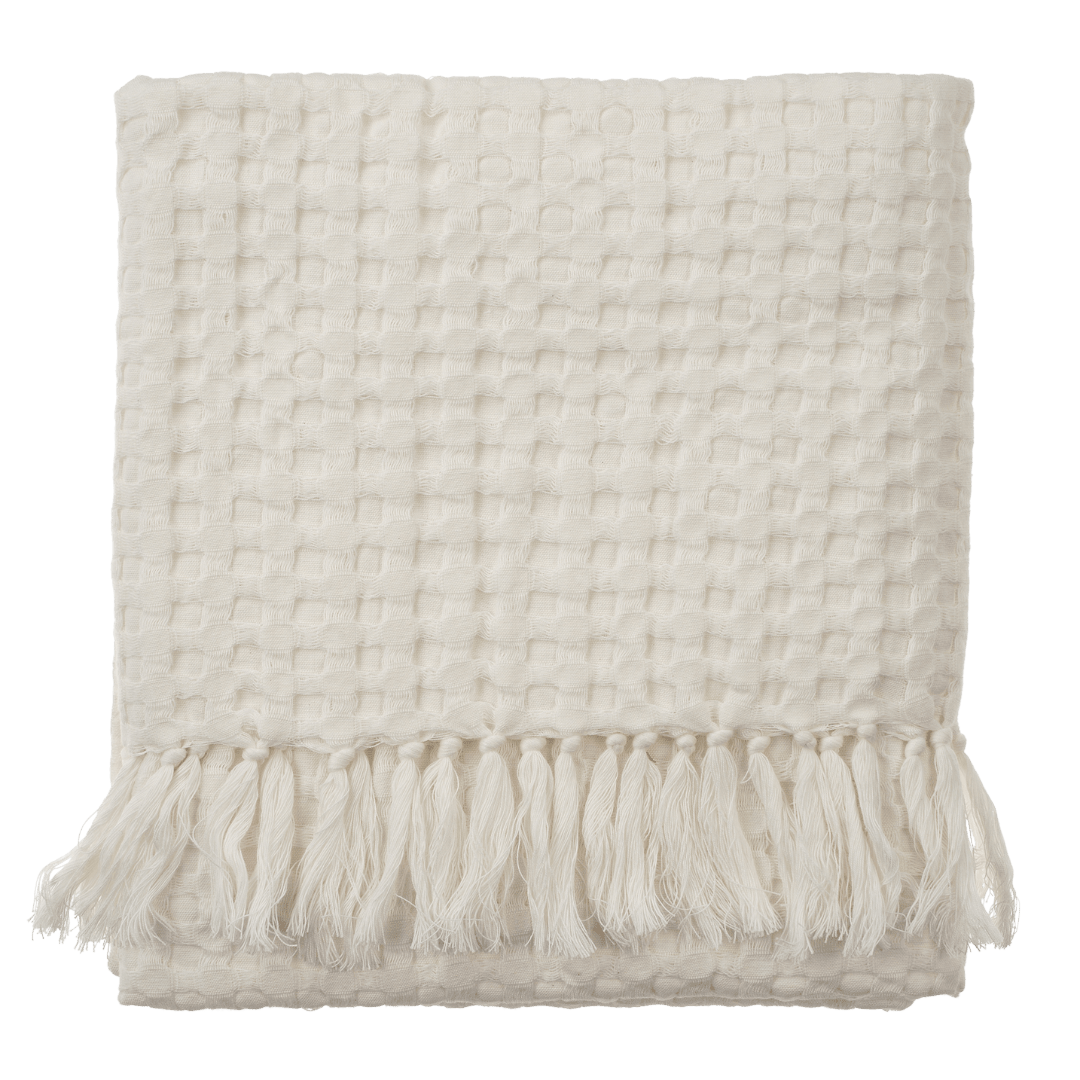 Serviette de Bain Nid d’Abeille | Blanc Cassé | Coton Doux et Absorbant - Les Trouvailles de JustineIndaba Home
