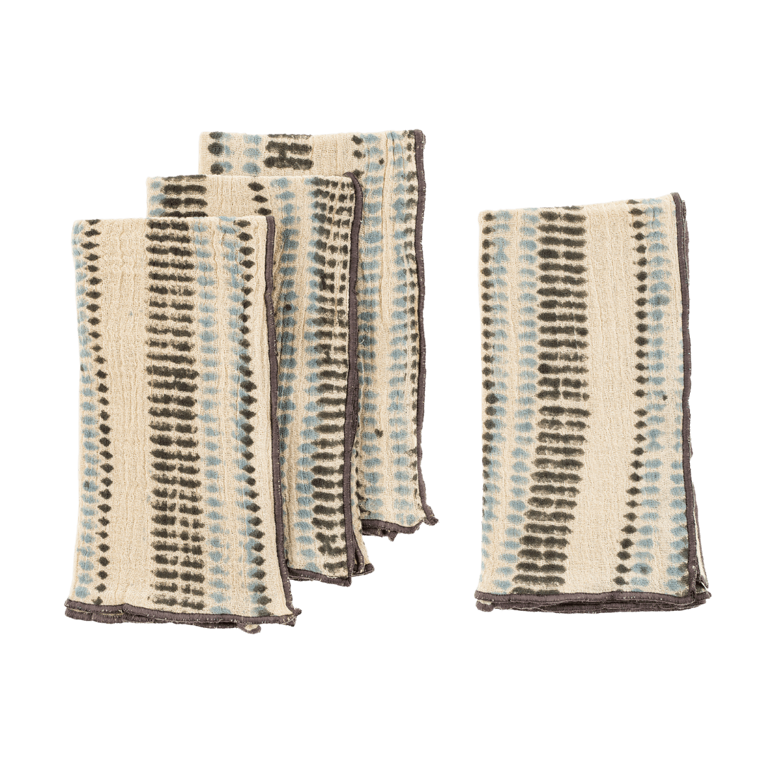Serviettes de table Ishita fait à la main | Ensemble de 4 | Coton biologique - Les Trouvailles de JustineIndaba Home