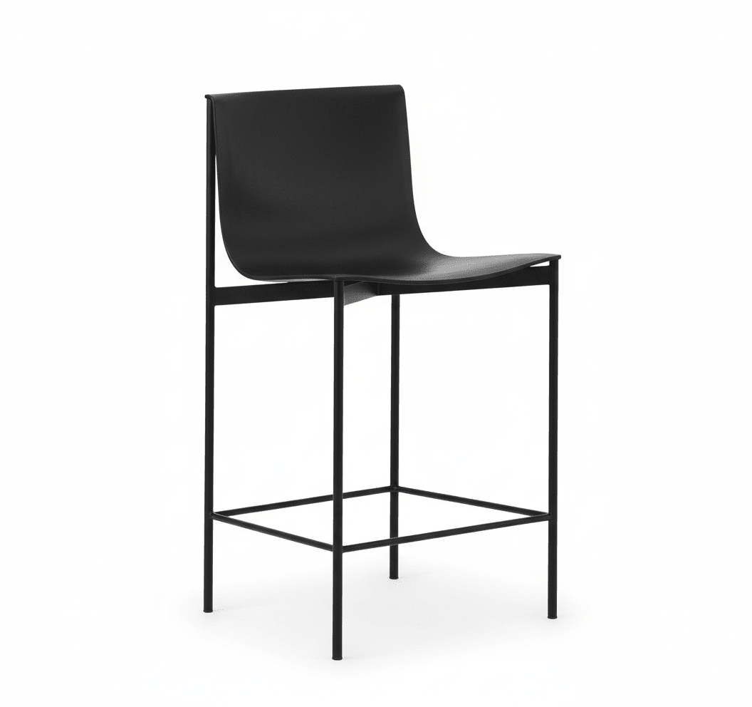 Ensemble de 2 tabourets de bar Alto à dossier haut en cuir véritable | Fait à la main