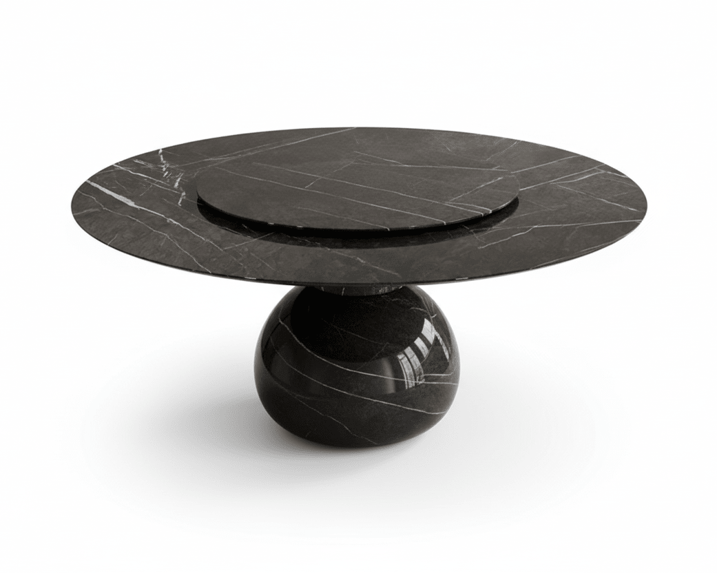 Table à manger ronde | Plateau tournant | Marbre naturel | Design moderne