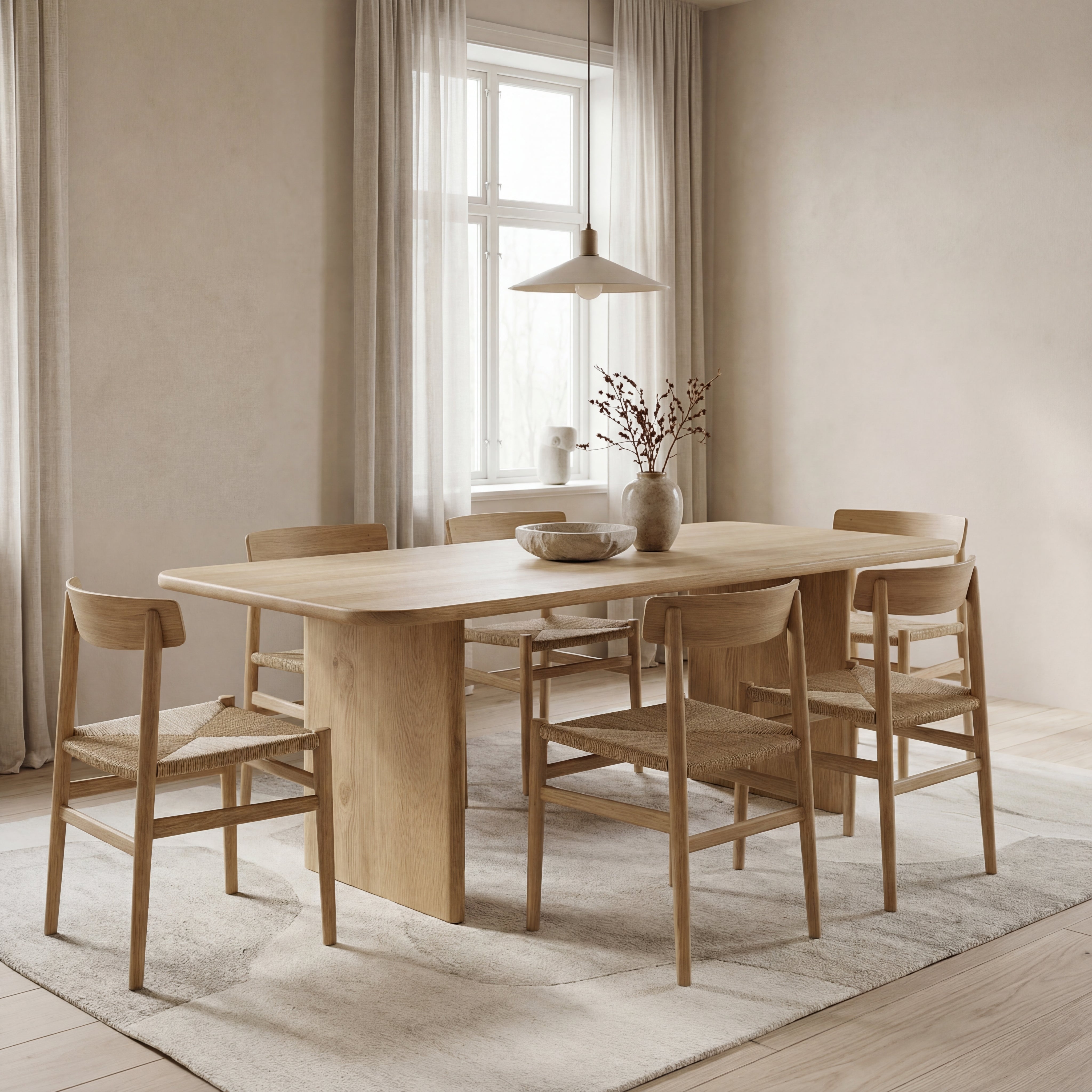 Table à manger 6 places en chêne blanc | Fait à la main par Omba