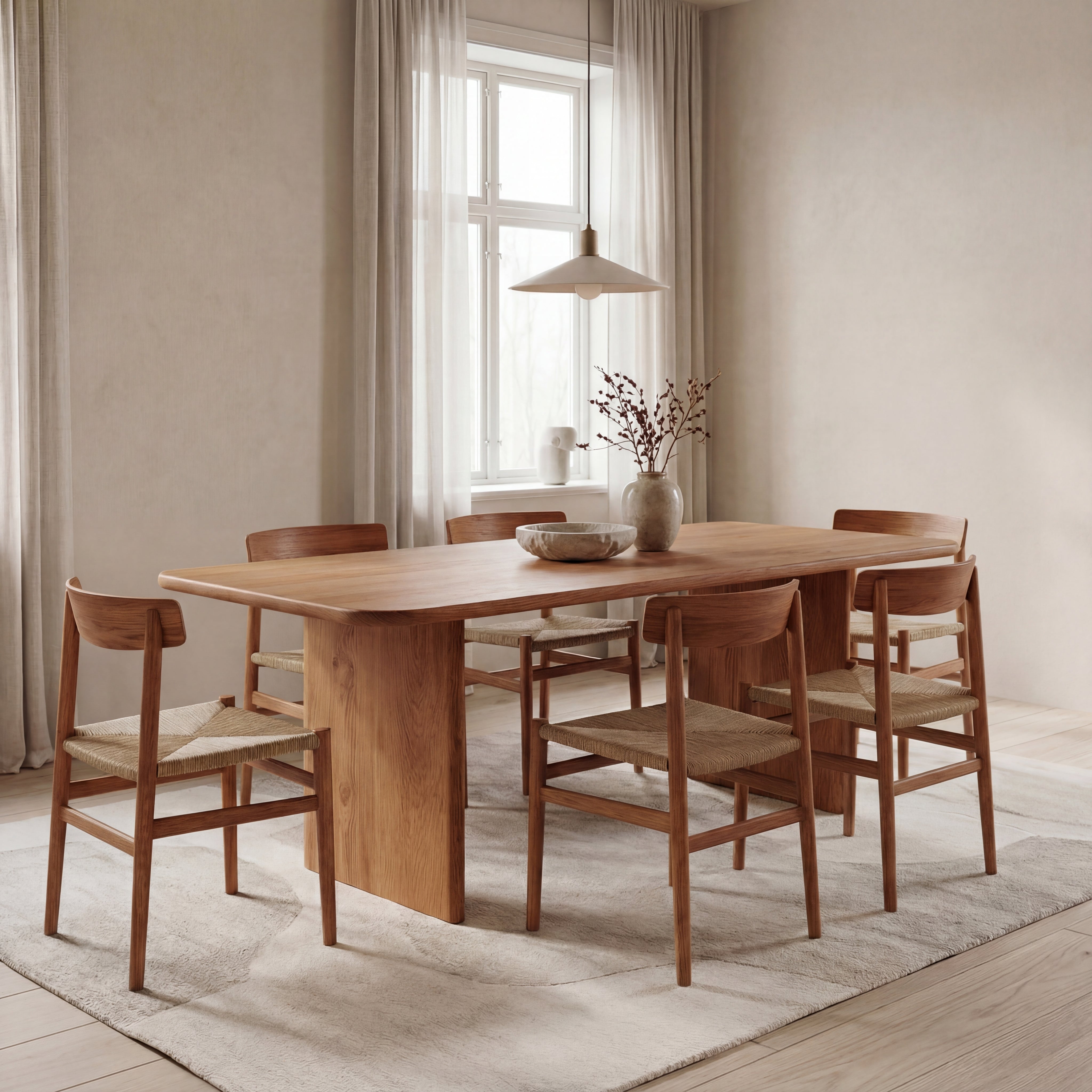 Table à manger 6 places en chêne rouge | Fait à la main par Omba