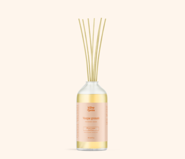 Diffuseur à roseaux Mangue Grenade | Parfum fruité & frais | 120 ml | La Shop à Savons
