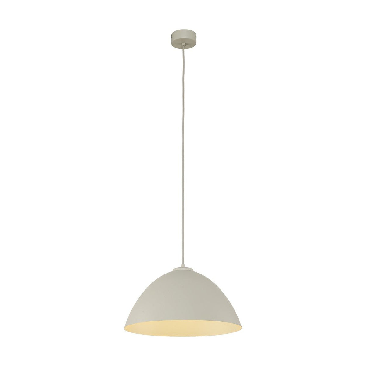 Luminaire suspendu à abat-jour beige en dôme, intérieur doré.