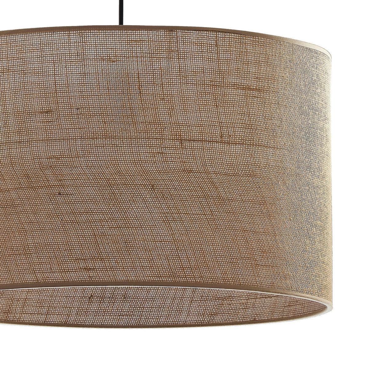 Abat-jour cylindrique en jute tressée naturelle, texture tissée serrée