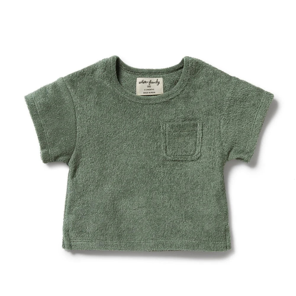 T-shirt bébé vert mousse en coton biologique éponge Wild Baby