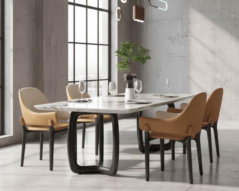 Table à manger en frêne noir fumé | Pierre frittée haut de gamme - Les Trouvailles de Justinedining tableAltera