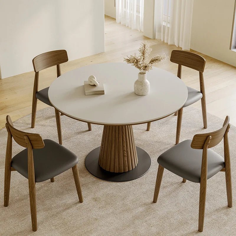 Table à manger Ichiro | Plateau rond | Pied conique | Bois massif & Noyer - Les Trouvailles de JustineDining TableNisu Home120cm