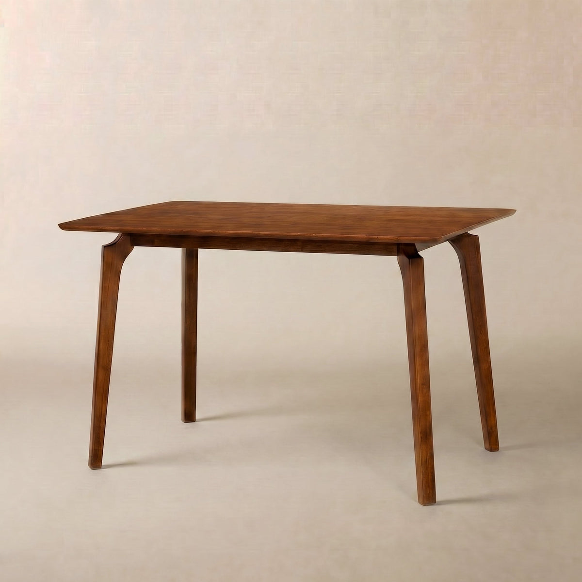 Table de salle à manger Verve de 48 pouces en bois massif avec pieds courbés et design ferme moderne élégant.