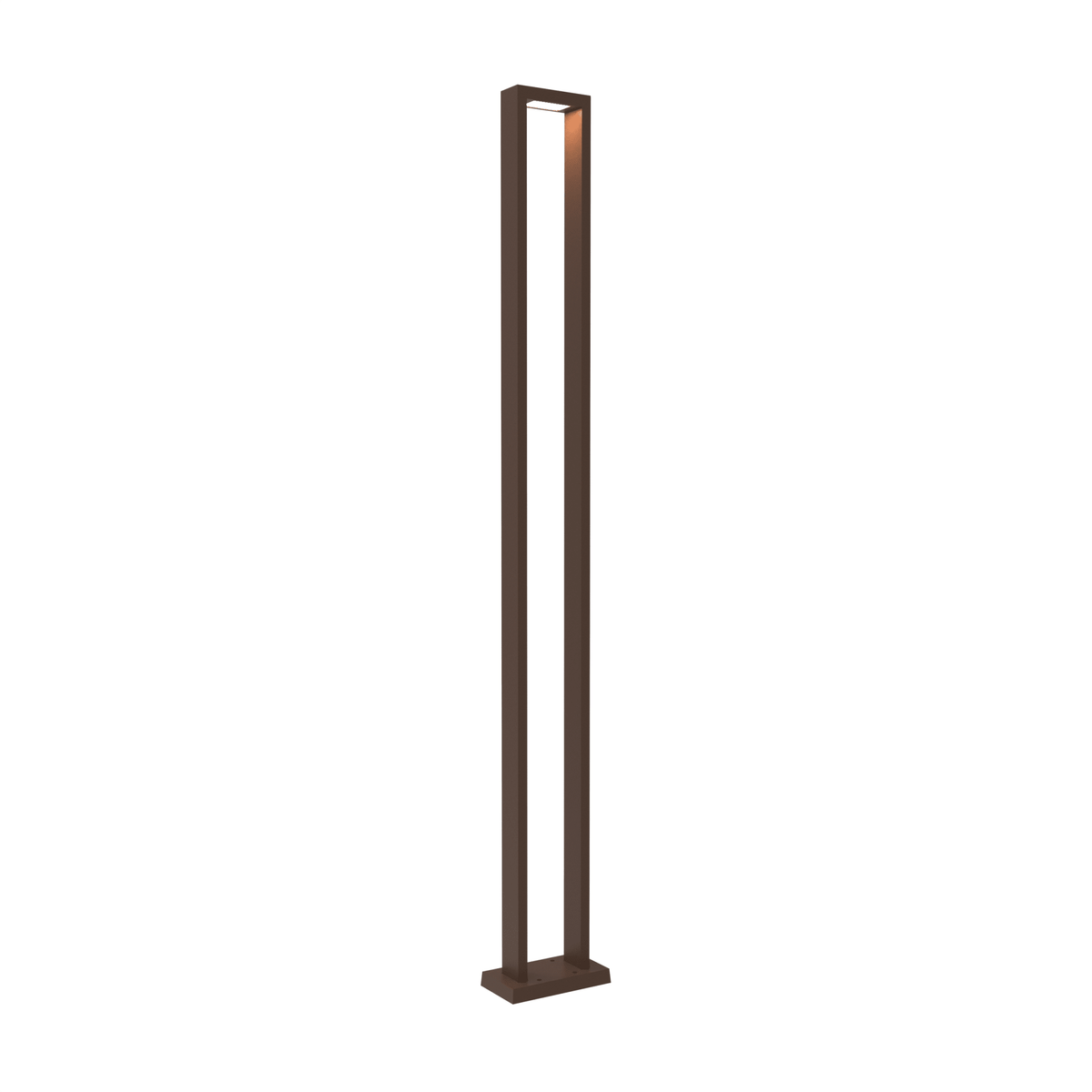 Luminaire extérieur sur poteau à DEL intégré brun foncé, cadre rectangulaire fin