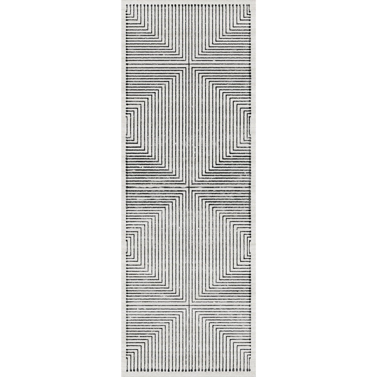 Tapis Bond noir & ivoire | Design moderne minimaliste - Les Trouvailles de JustinerugsartiplantoMachine Washable2.5'x7'