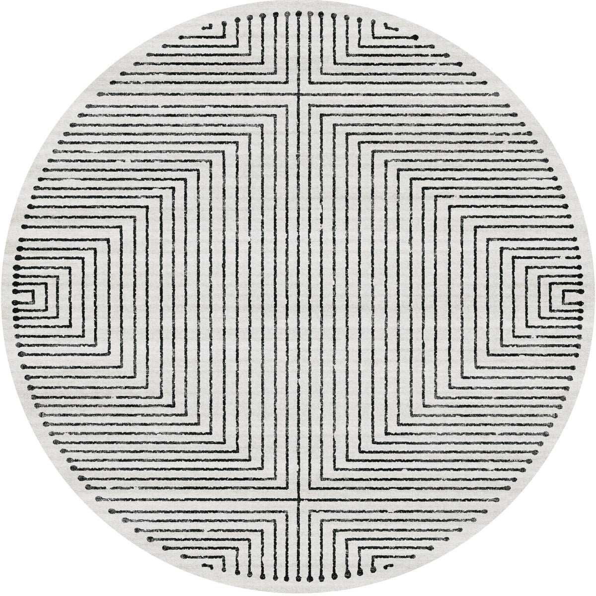 Tapis Bond noir & ivoire | Design moderne minimaliste - Les Trouvailles de JustinerugsartiplantoMachine Washable5’ Round