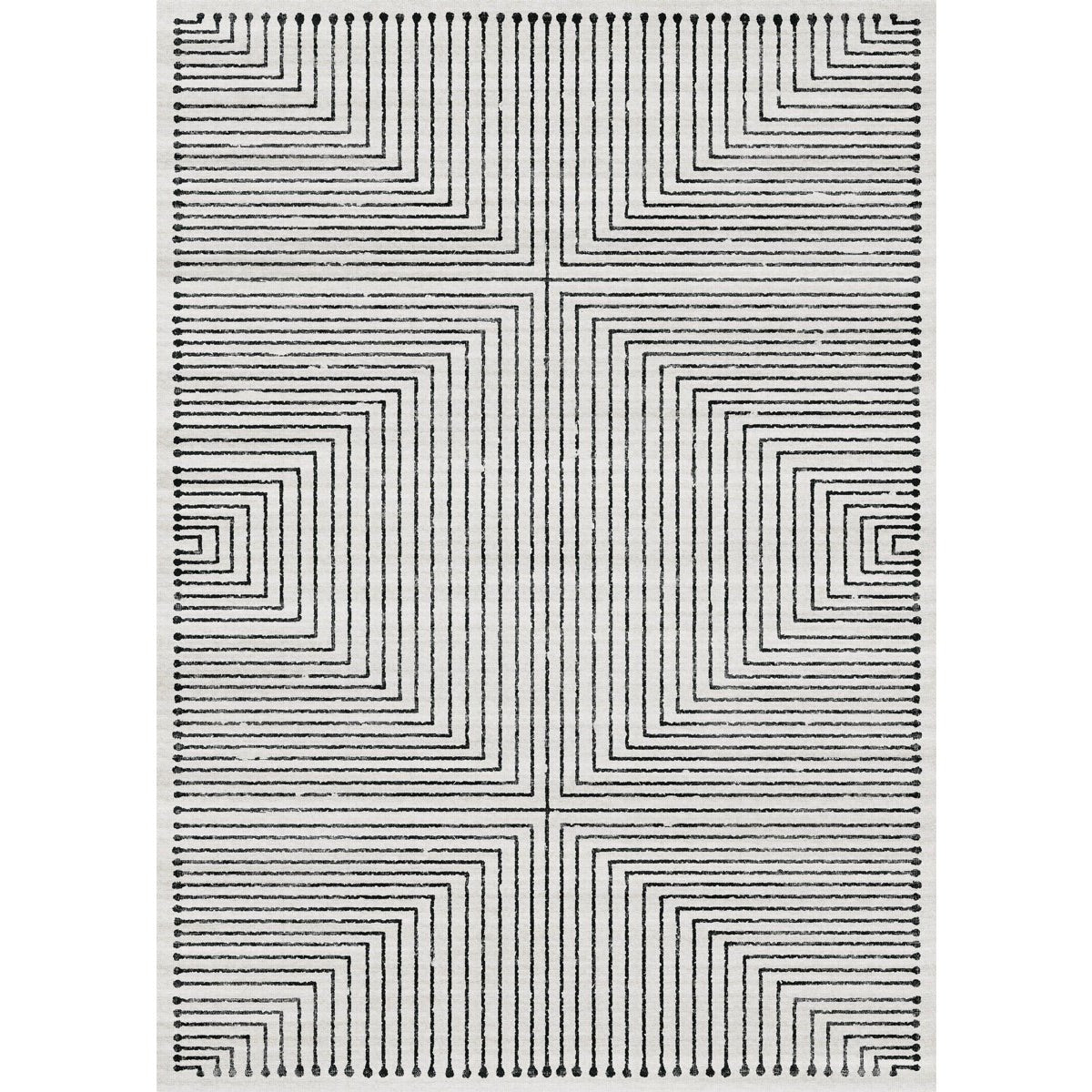 Tapis Bond noir & ivoire | Design moderne minimaliste - Les Trouvailles de JustinerugsartiplantoMachine Washable5'x7'