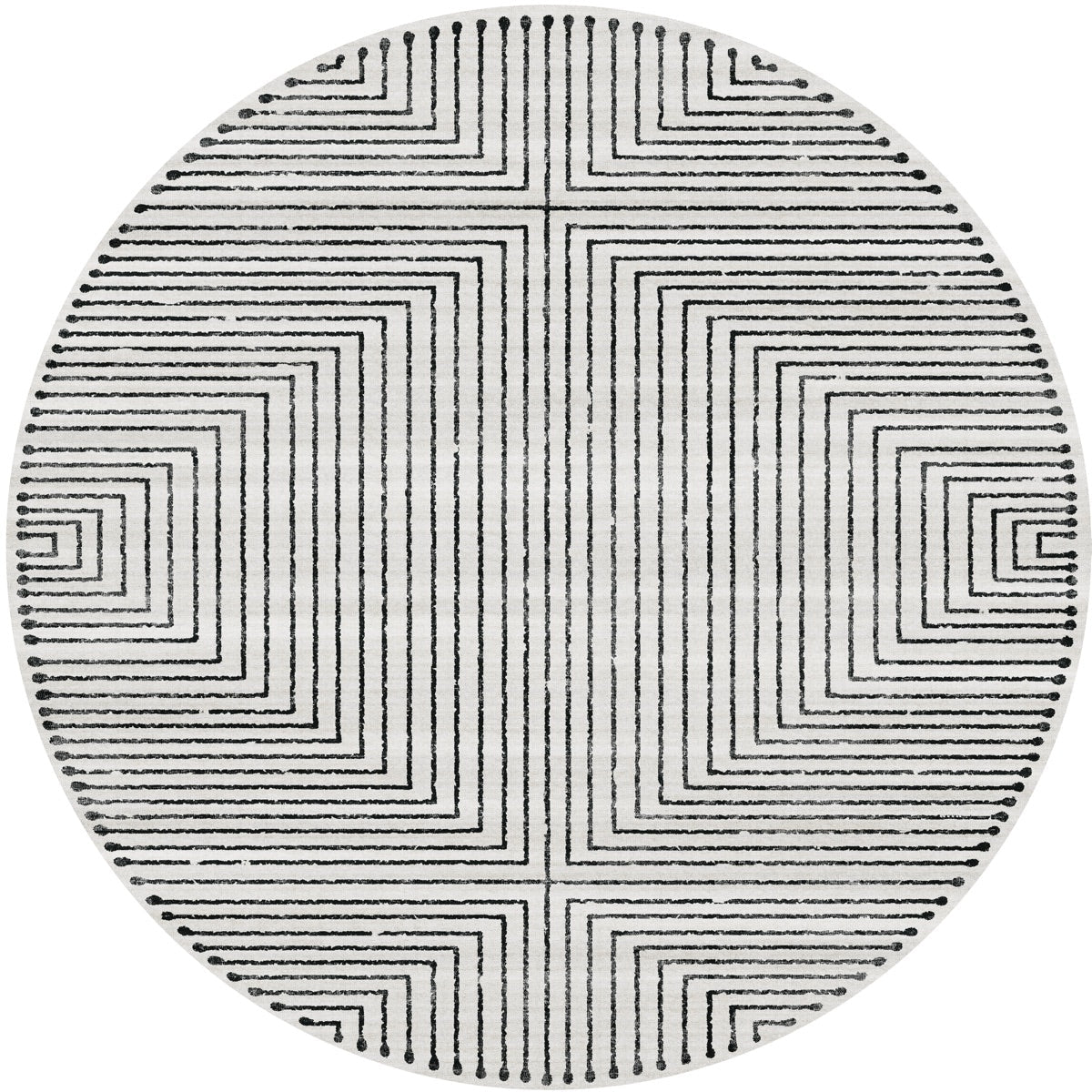 Tapis Bond noir & ivoire | Design moderne minimaliste - Les Trouvailles de JustinerugsartiplantoMachine Washable8' Round