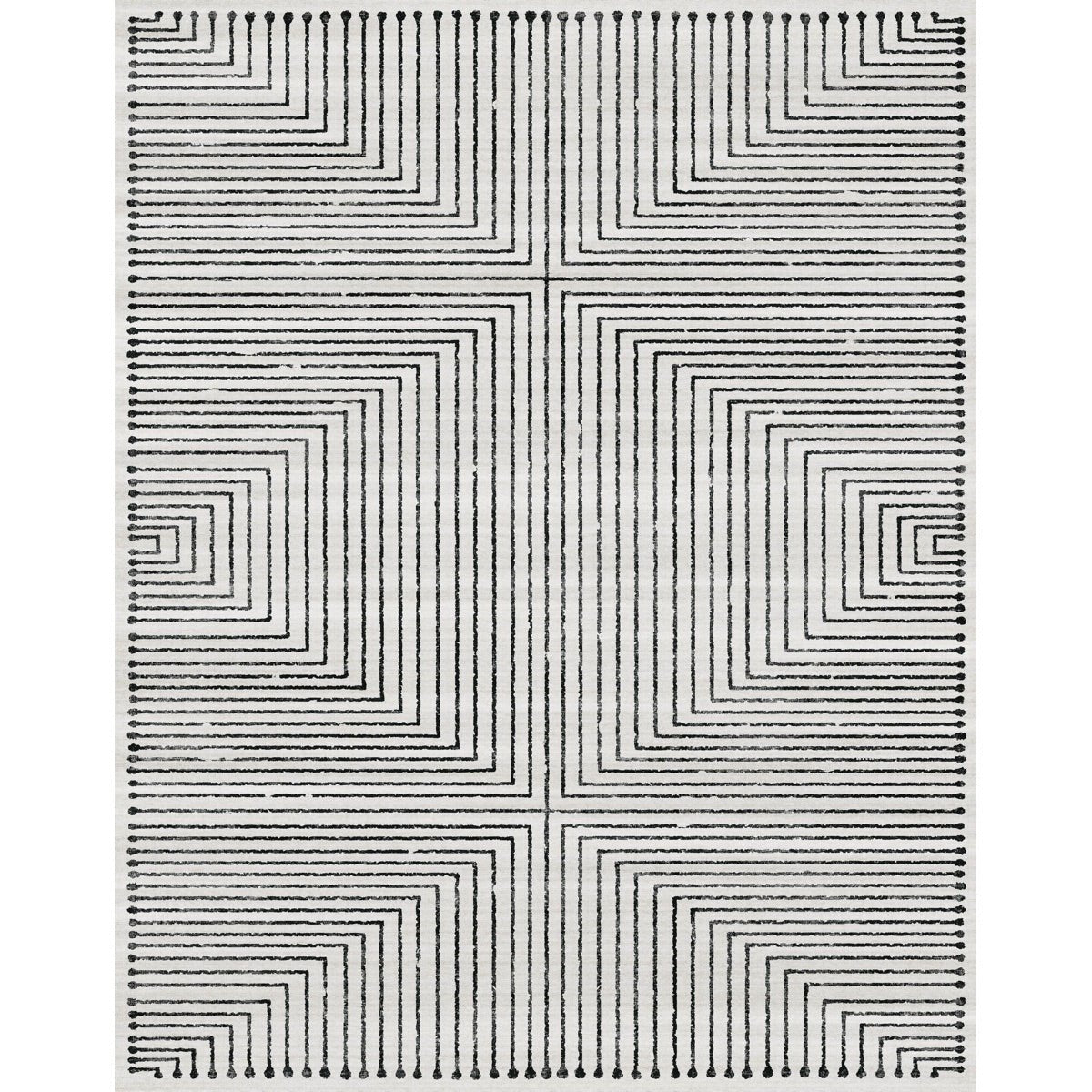 Tapis Bond noir & ivoire | Design moderne minimaliste - Les Trouvailles de JustinerugsartiplantoMachine Washable8'x10'