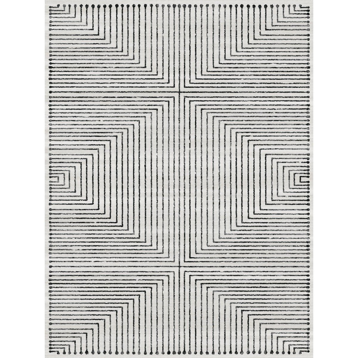 Tapis Bond noir & ivoire | Design moderne minimaliste - Les Trouvailles de JustinerugsartiplantoMachine Washable9’x12’