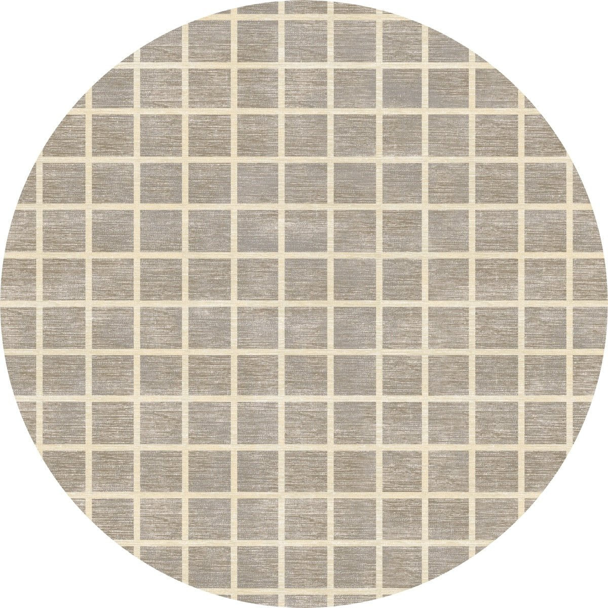 Tapis Caper beige naturel | Motif à carreaux moderne - Les Trouvailles de JustinerugsartiplantoMachine Washable8' Round