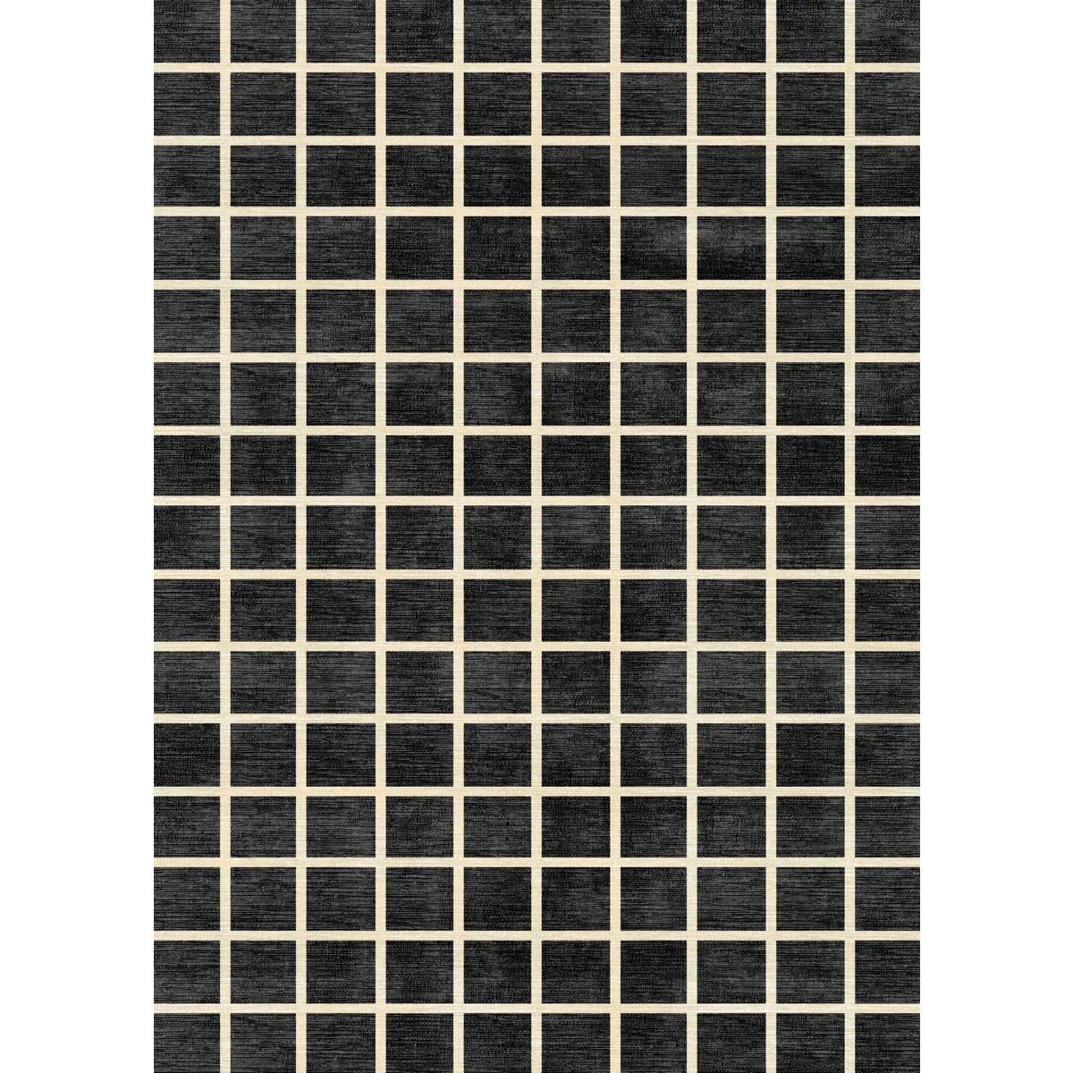 Tapis Caper Noir & Naturel à Carreaux | Design Moderne - Les Trouvailles de JustinerugsartiplantoMachine Washable2.5'x7'
