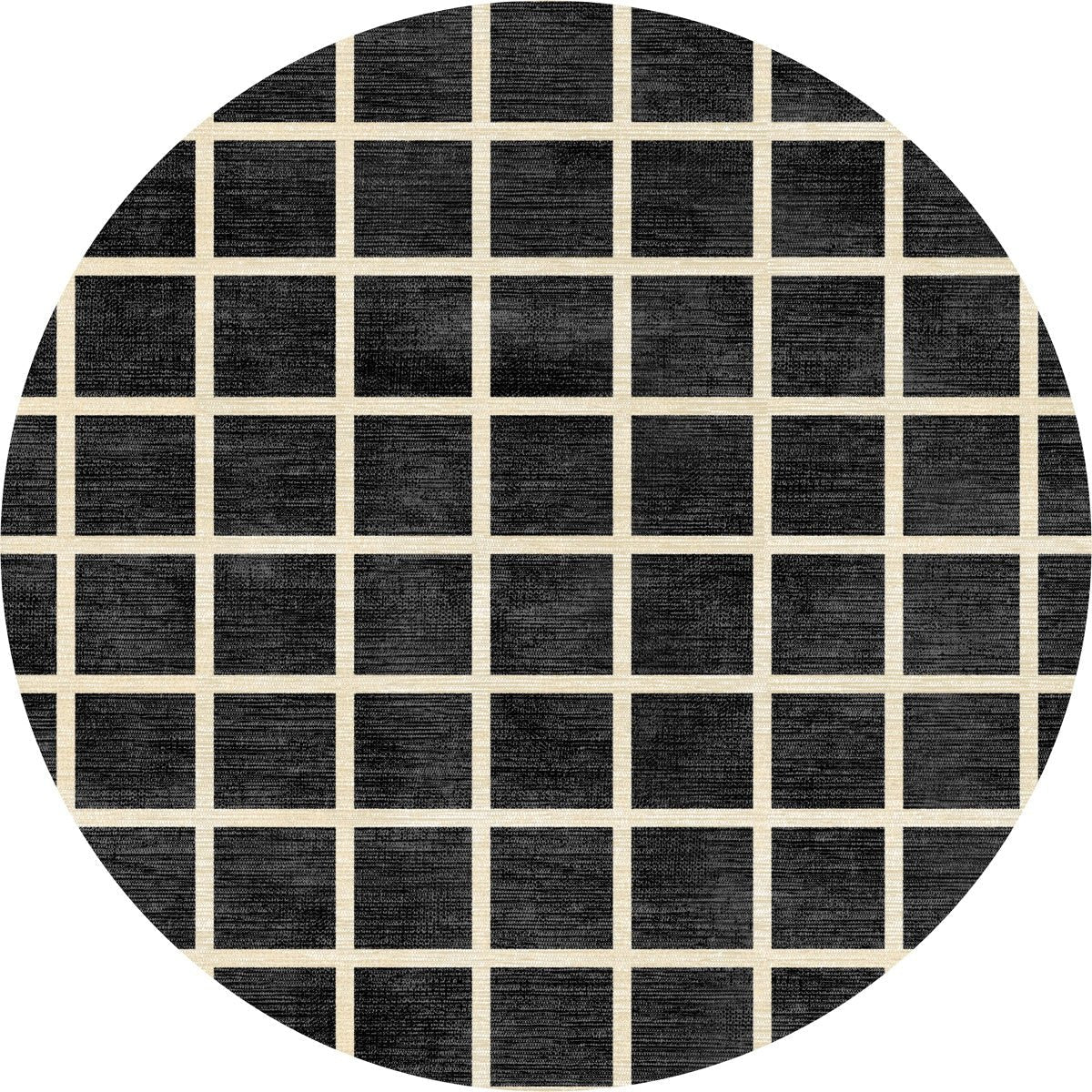 Tapis Caper Noir & Naturel à Carreaux | Design Moderne - Les Trouvailles de JustinerugsartiplantoMachine Washable5’ Round