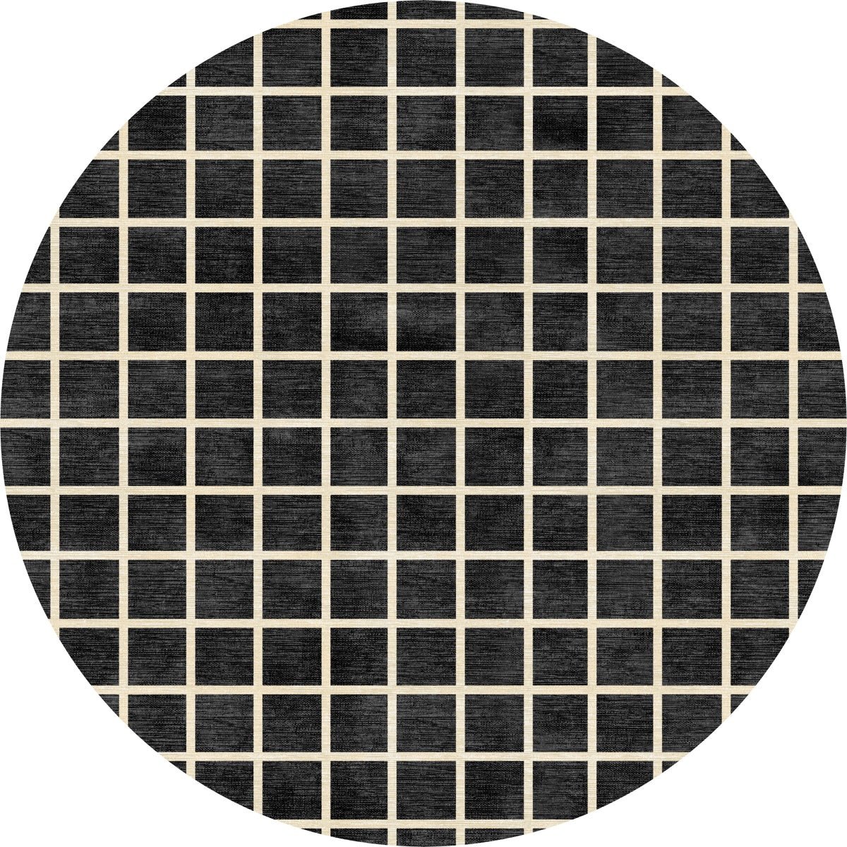 Tapis Caper Noir & Naturel à Carreaux | Design Moderne - Les Trouvailles de JustinerugsartiplantoMachine Washable8' Round