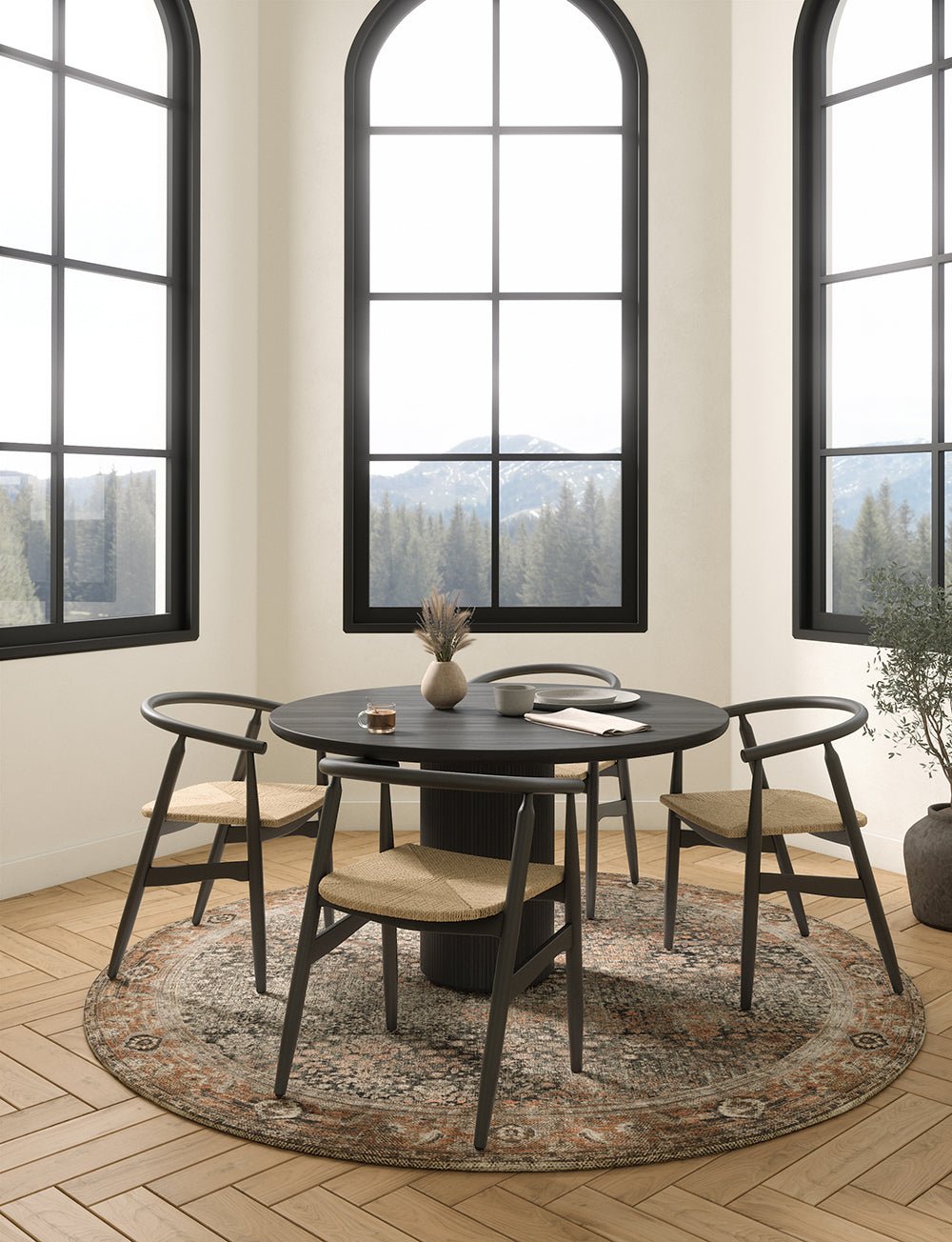 Tapis Castanha – Couleur Marron - Les Trouvailles de JustinerugsartiplantoMachine Washable5’ Round