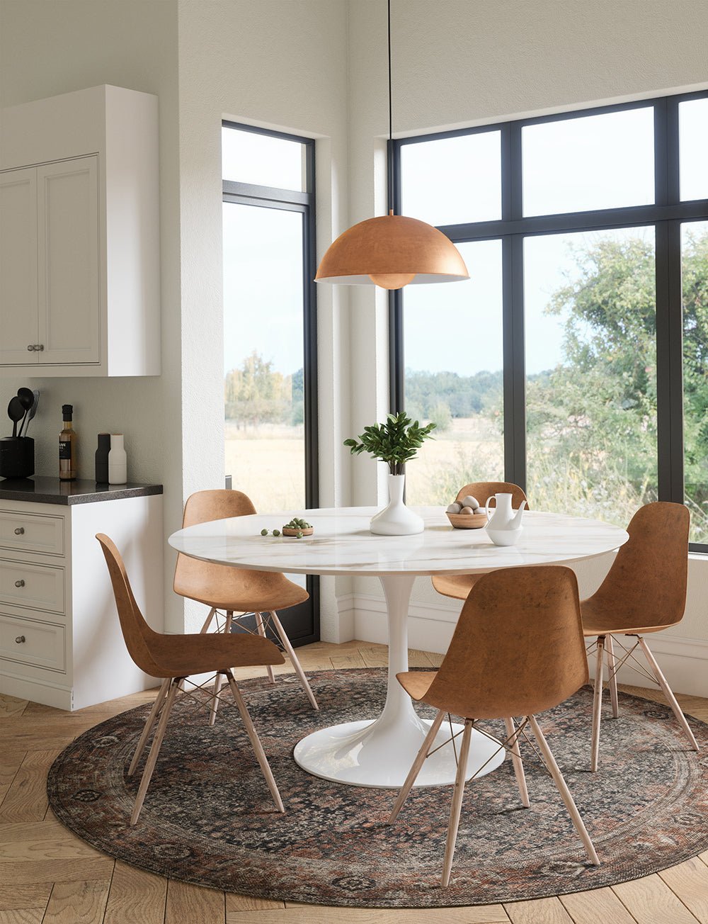 Tapis Castanha – Couleur Marron - Les Trouvailles de JustinerugsartiplantoMachine Washable8' Round