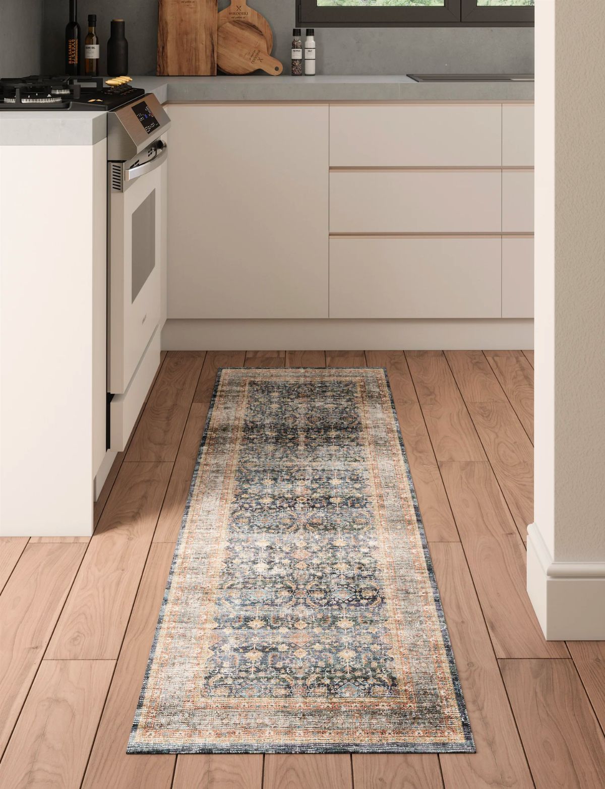 Tapis Davina – Bleu Marine Lagoon - Les Trouvailles de JustinerugsartiplantoMachine Washable2.5'x7'