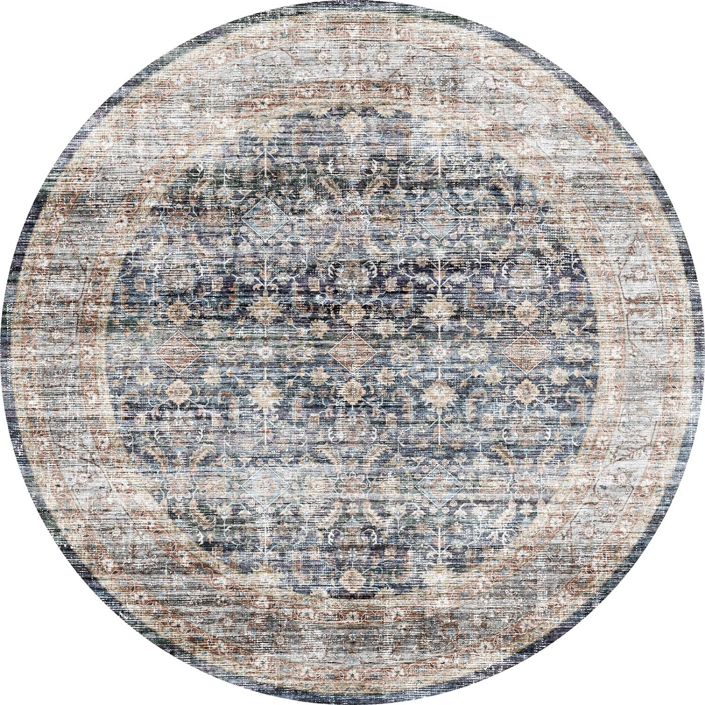 Tapis Davina – Bleu Marine Lagoon - Les Trouvailles de JustinerugsartiplantoMachine Washable5’ Round