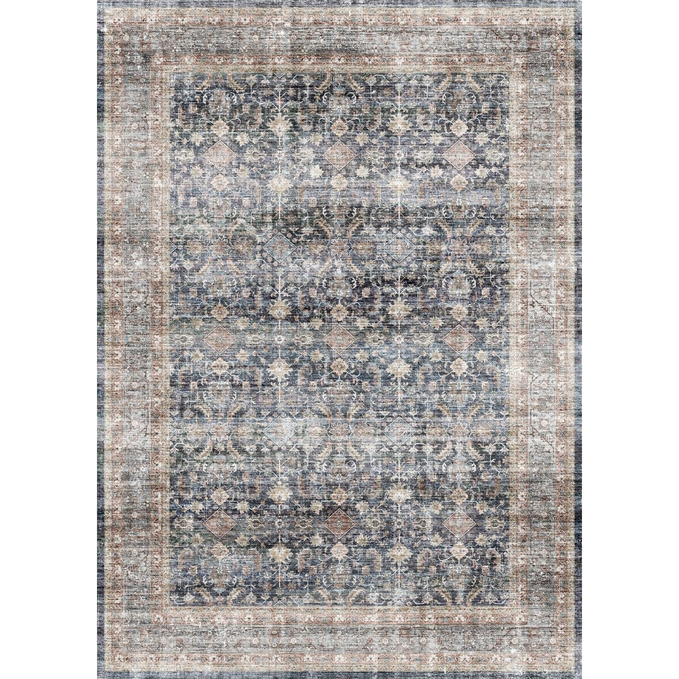 Tapis Davina – Bleu Marine Lagoon - Les Trouvailles de JustinerugsartiplantoMachine Washable5'x7'
